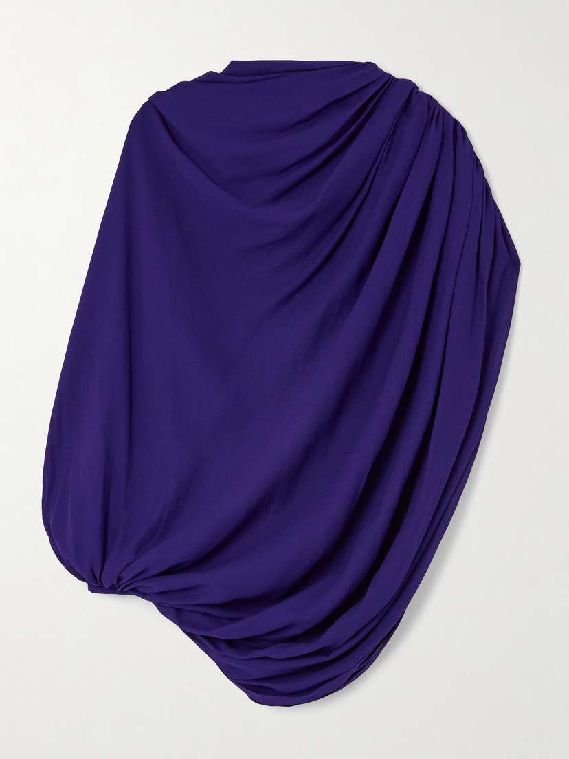 Alaïa Asymmetric Gathered Draped Georgette Top - FR 34