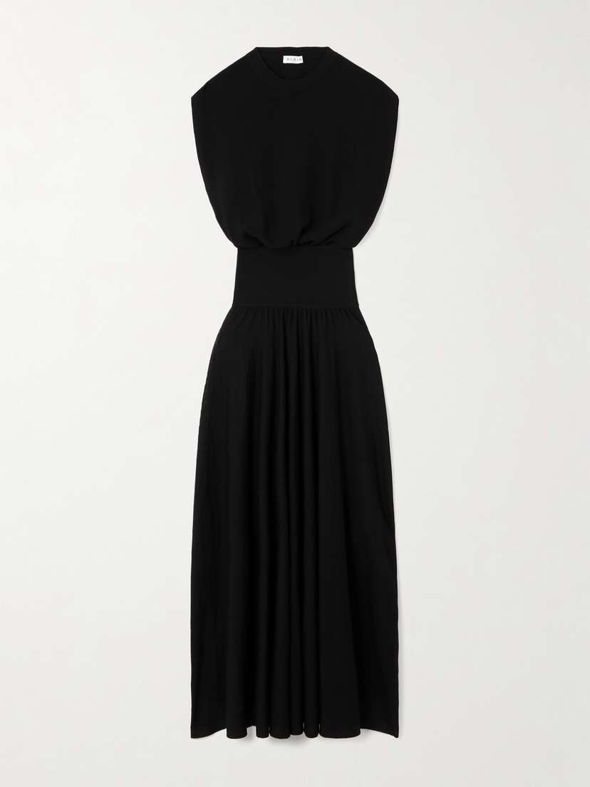 Alaïa Pleated Wool-blend Midi Dress