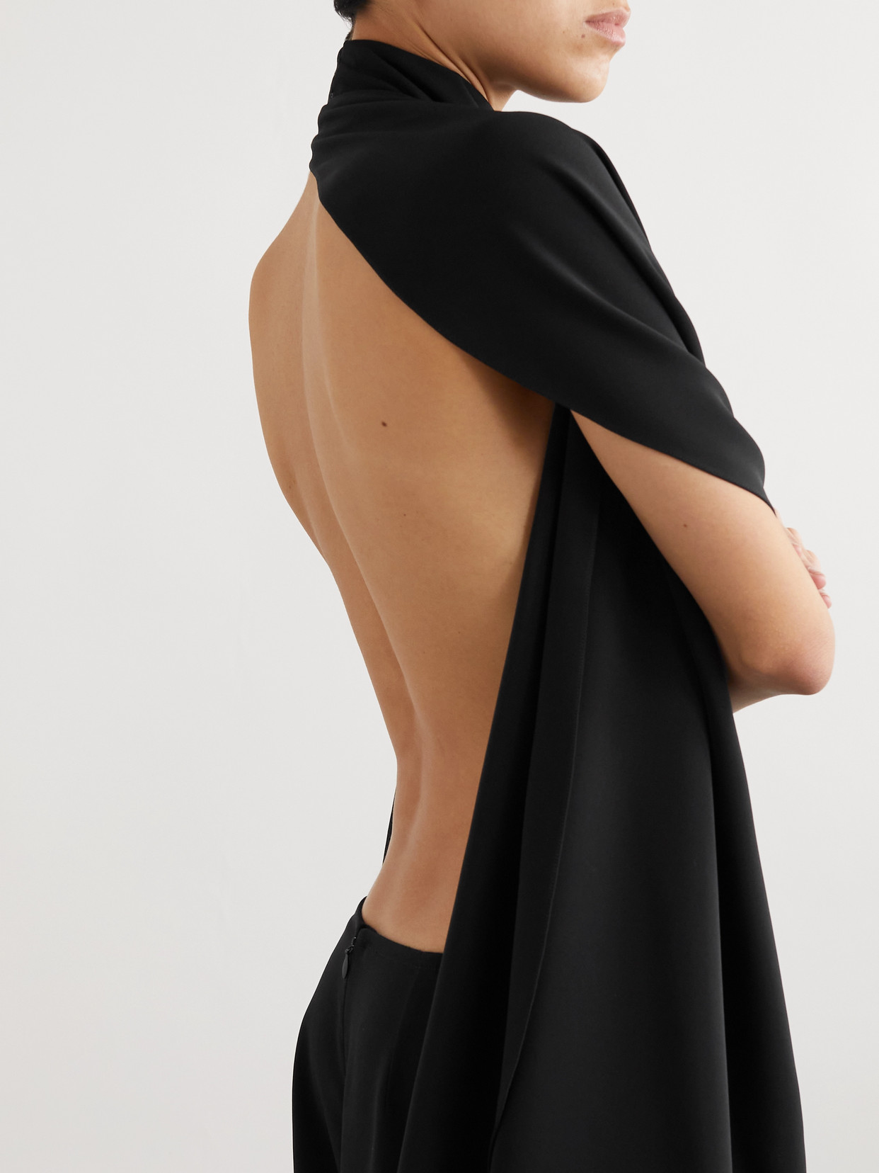 Alaïa Open-back Wool Grain De Poudre Jumpsuit In Black