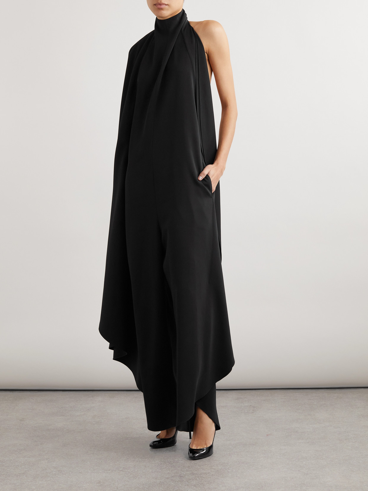 Alaïa Open-back Wool Grain De Poudre Jumpsuit In Black
