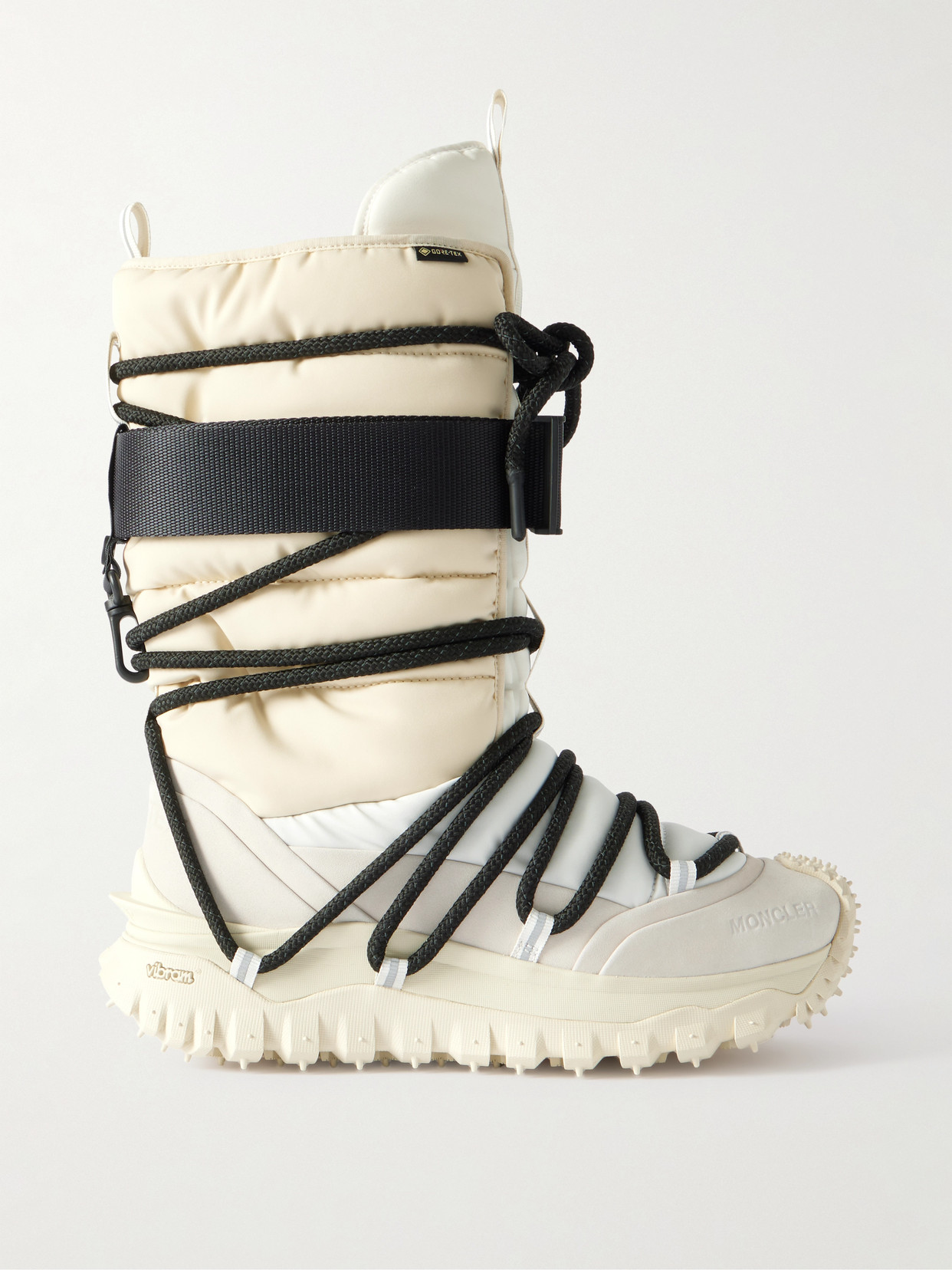 Moncler Trailgrip Leather-trimmed Quilted Gore-tex® Ski Boots In Neutral