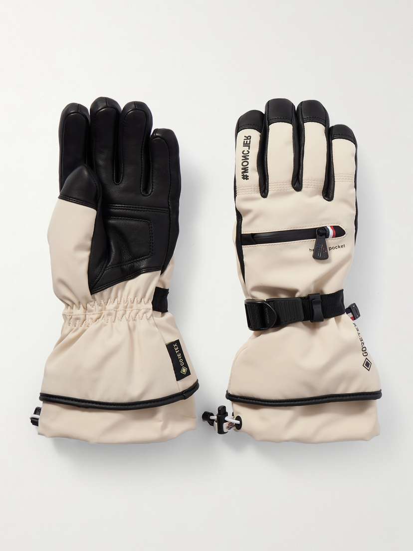 Moncler Grenoble Appliquéd Paneled Gore-tex® And Leather Gloves