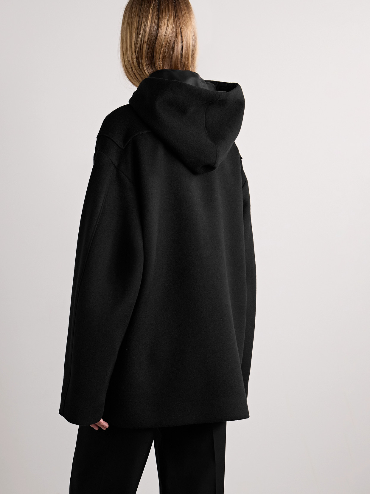 The Row Nevan Hooded Double-breasted Cashmere-felt Jacket In Black