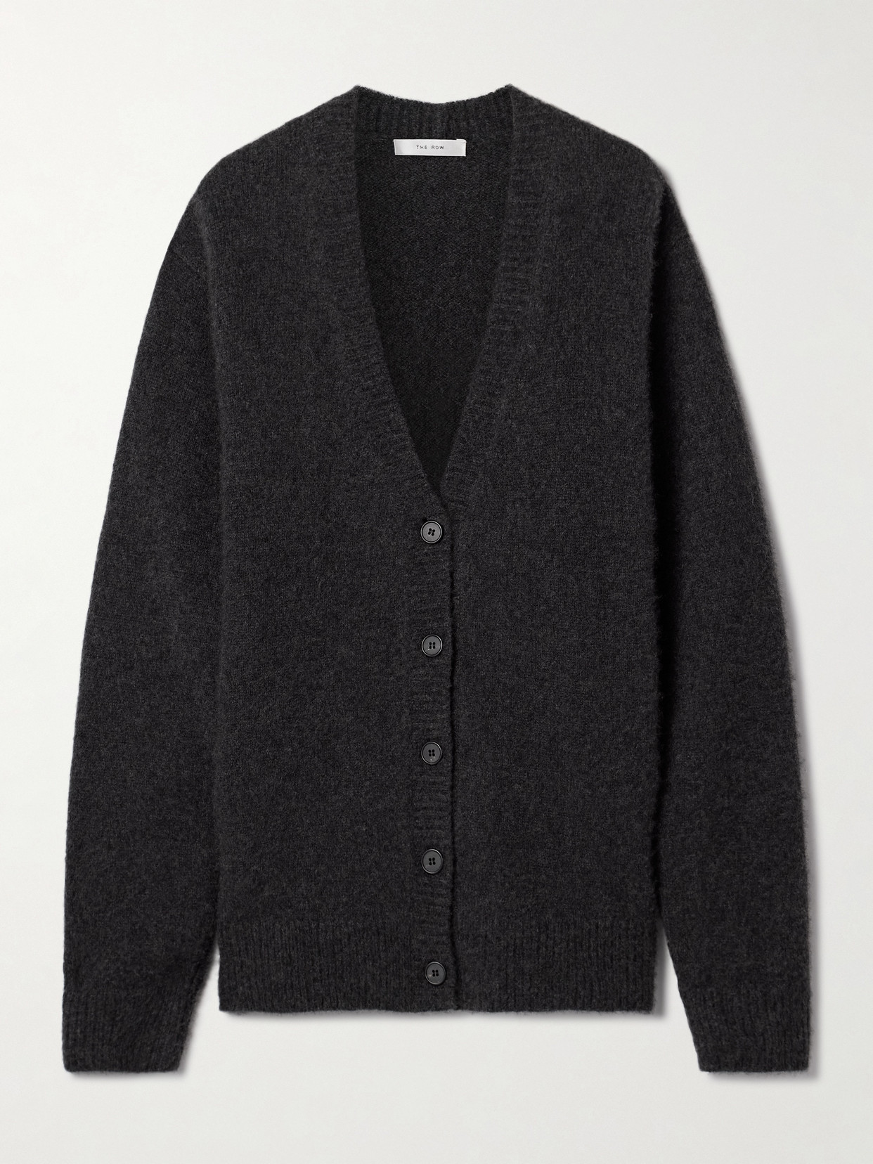 The Row Hime Brushed Cashmere And Silk-blend Cardigan In Gray