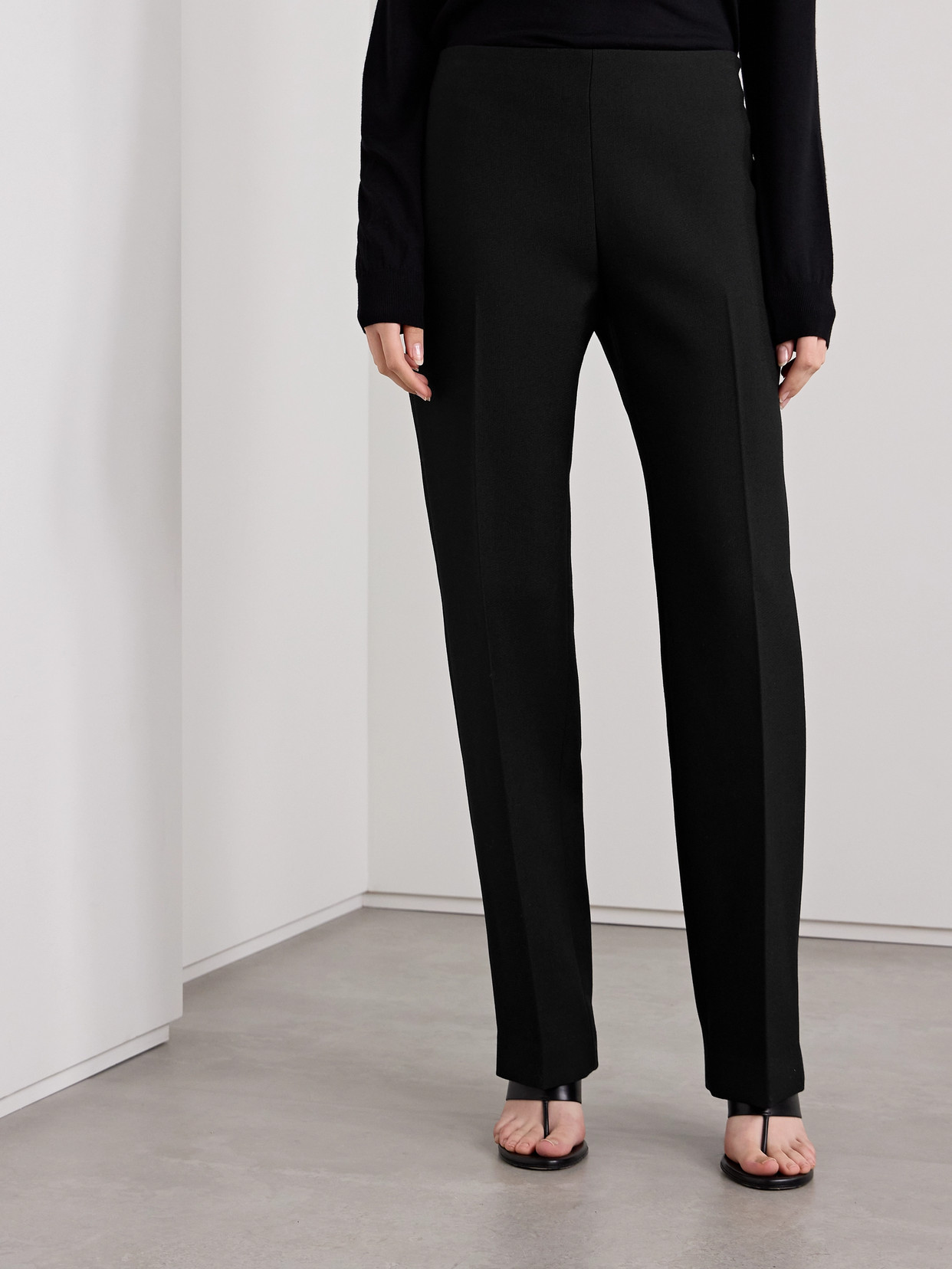 THE ROW VESCO WOOL-CREPE STRAIGHT-LEG PANTS