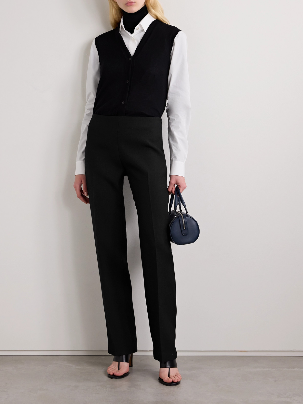 THE ROW VESCO WOOL-CREPE STRAIGHT-LEG PANTS