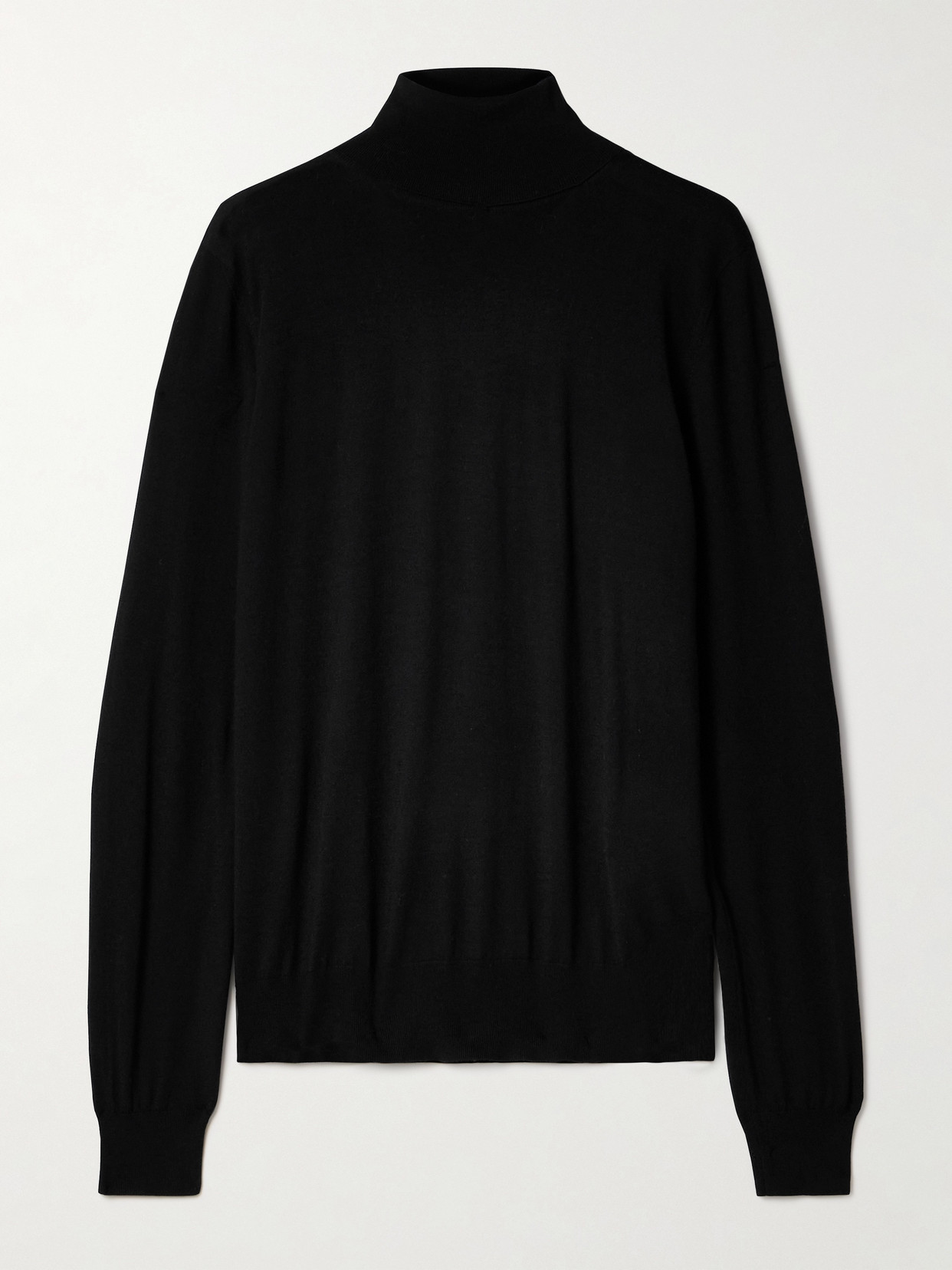The Row Heva Wool-jersey Turtleneck Jumper In Black