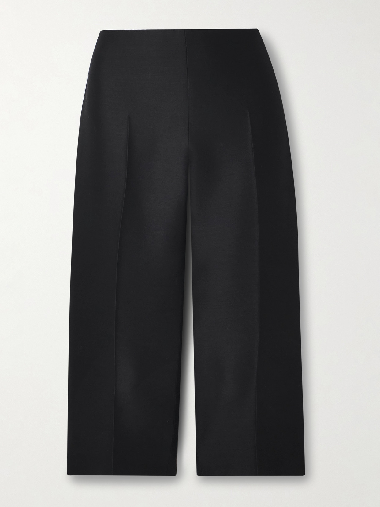 The Row Adelie Cropped Wool And Silk-blend Crepe Straight-leg Pants In Black