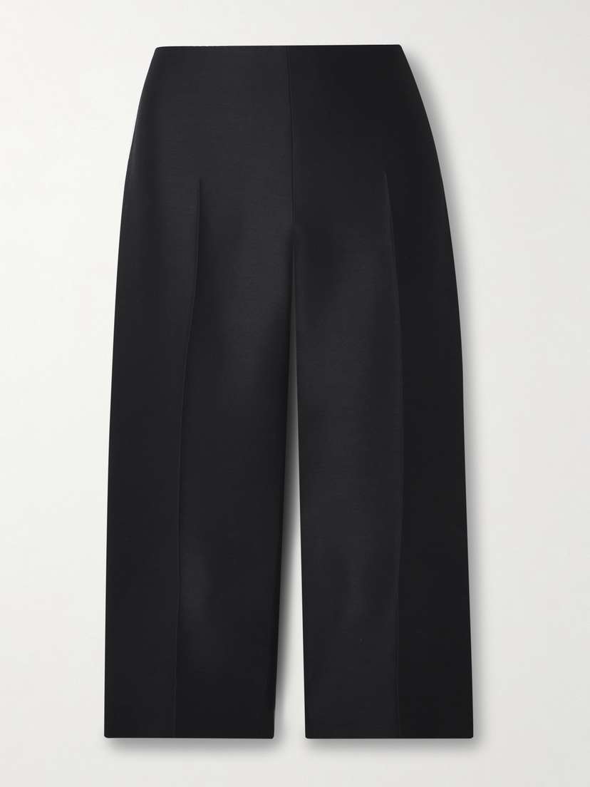 The Row Adelie Cropped Wool And Silk-blend Crepe Straight-leg Pants