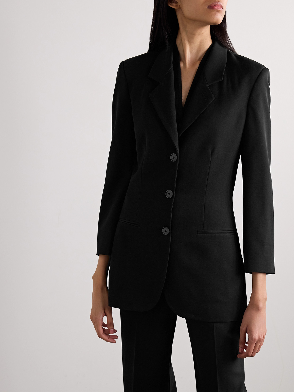 The Row Holbrook Grain De Poudre Wool Blazer In Black