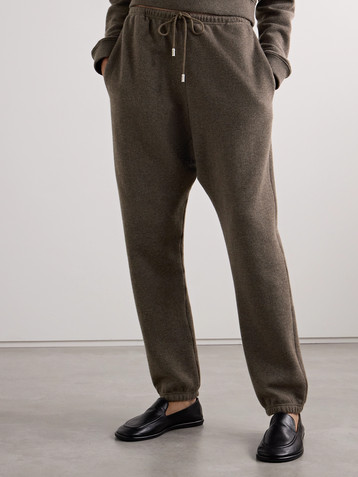 The Row Teo mélange cashmere and cotton-blend tapered track pants