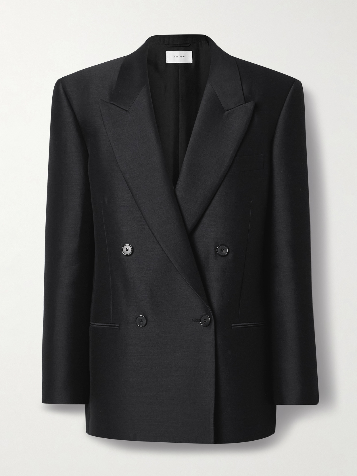 The Row Sandon Double-breasted Wool And Silk-blend Blazer In Black