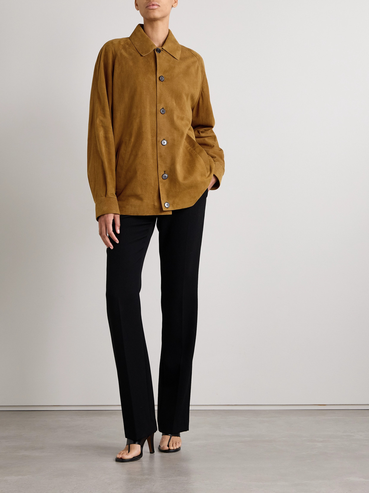 The Row Sedor Suede Jacket In Brown