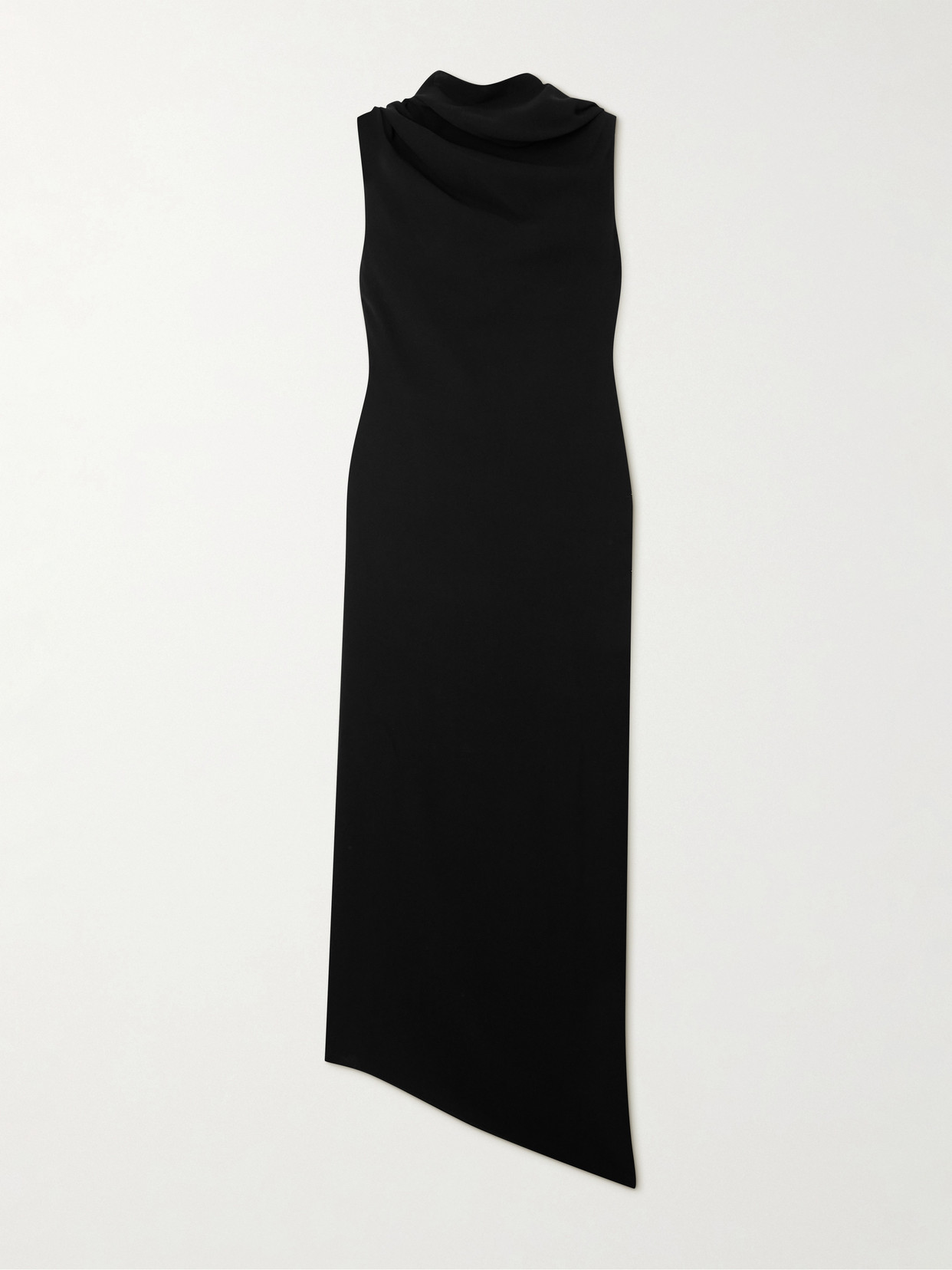 The Row Nassau Draped Silk-crepe Maxi Dress In Black