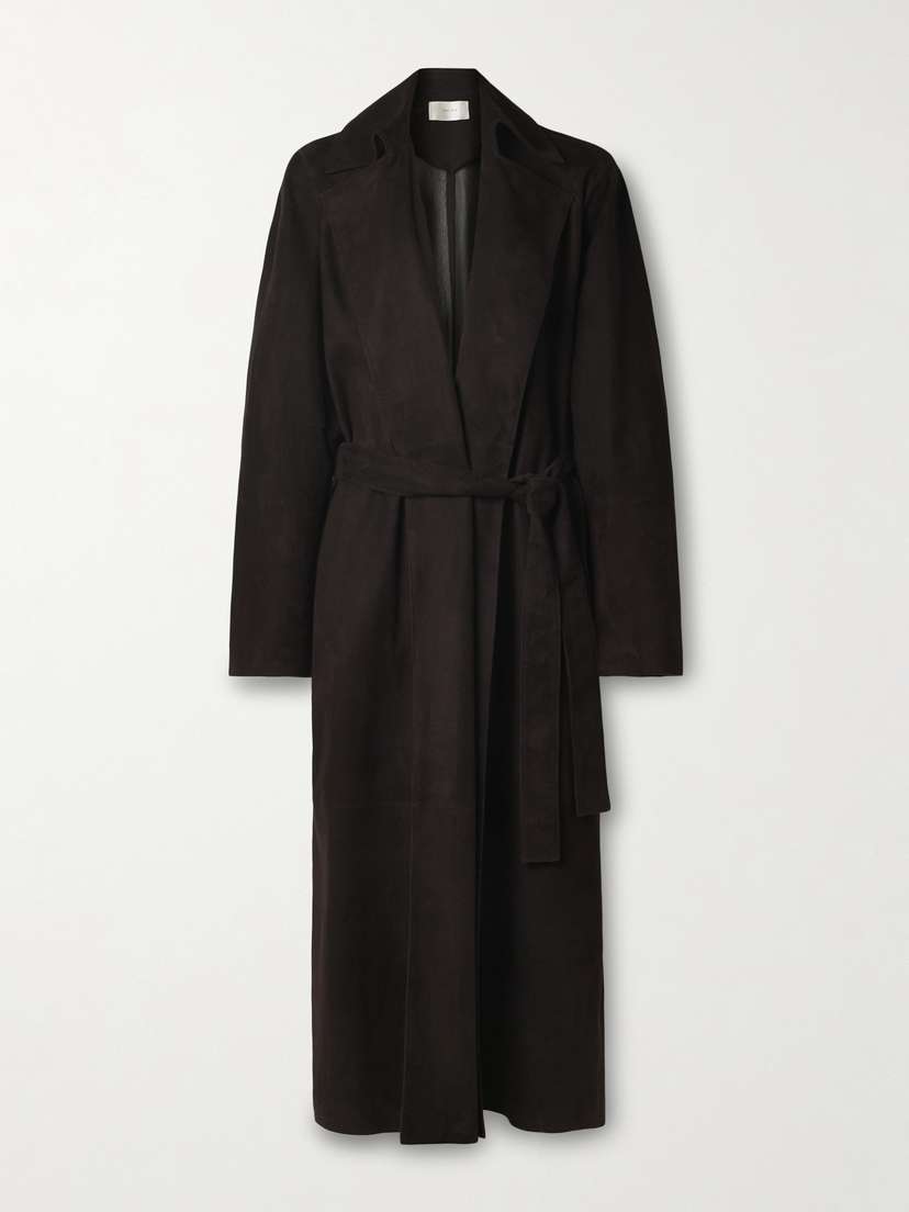 The Row Poseidone Oversized Belted Suede Coat
