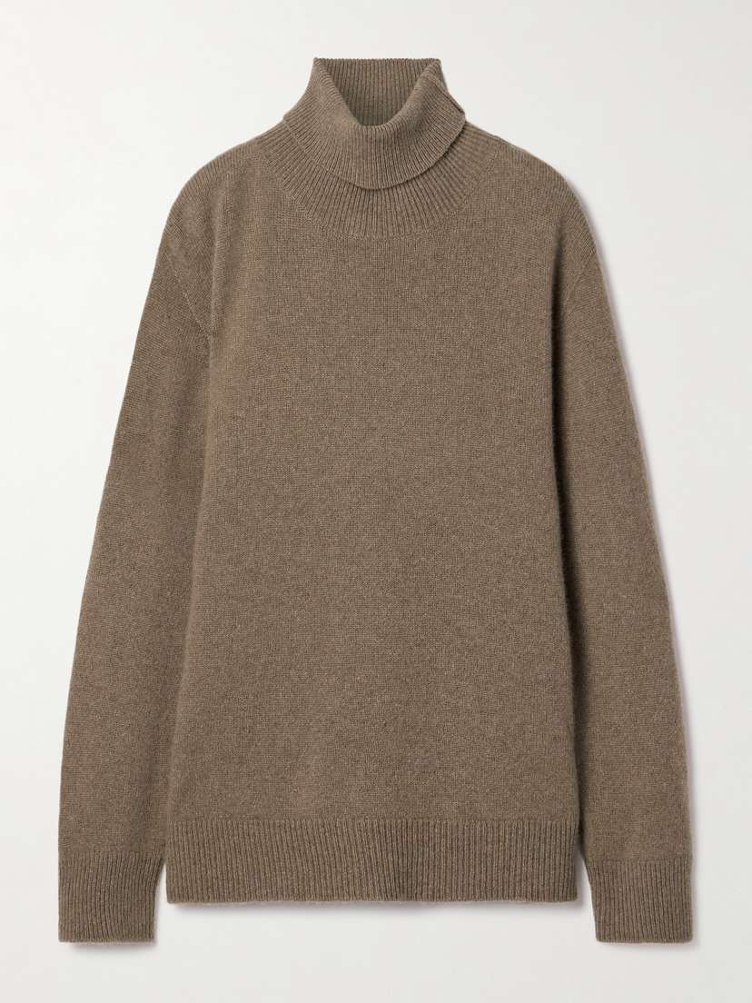 The Row Hepny Mélange Cashmere Turtleneck Sweater