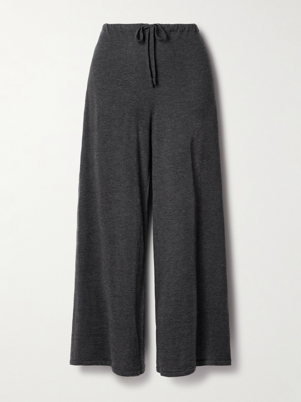 The Row Helphine Mélange Cashmere Wide-leg Pants In Gray