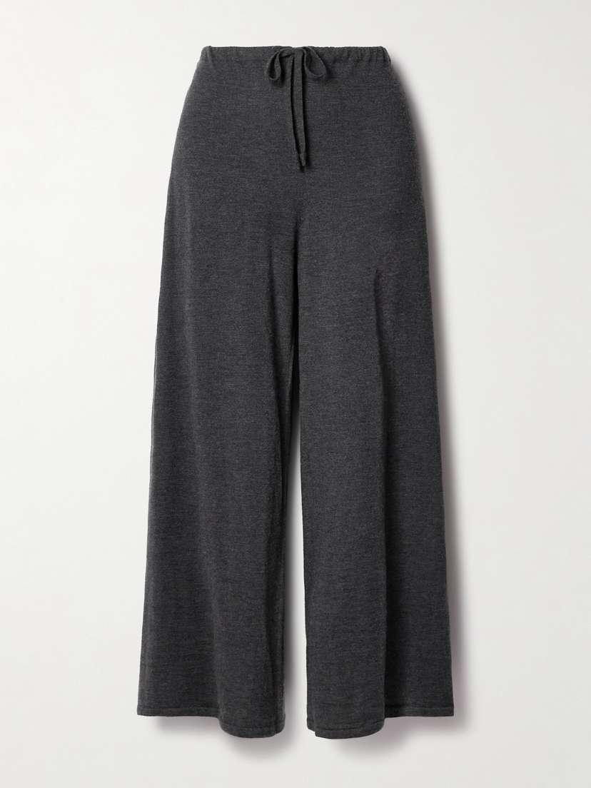 The Row Helphine Mélange Cashmere Wide-leg Pants