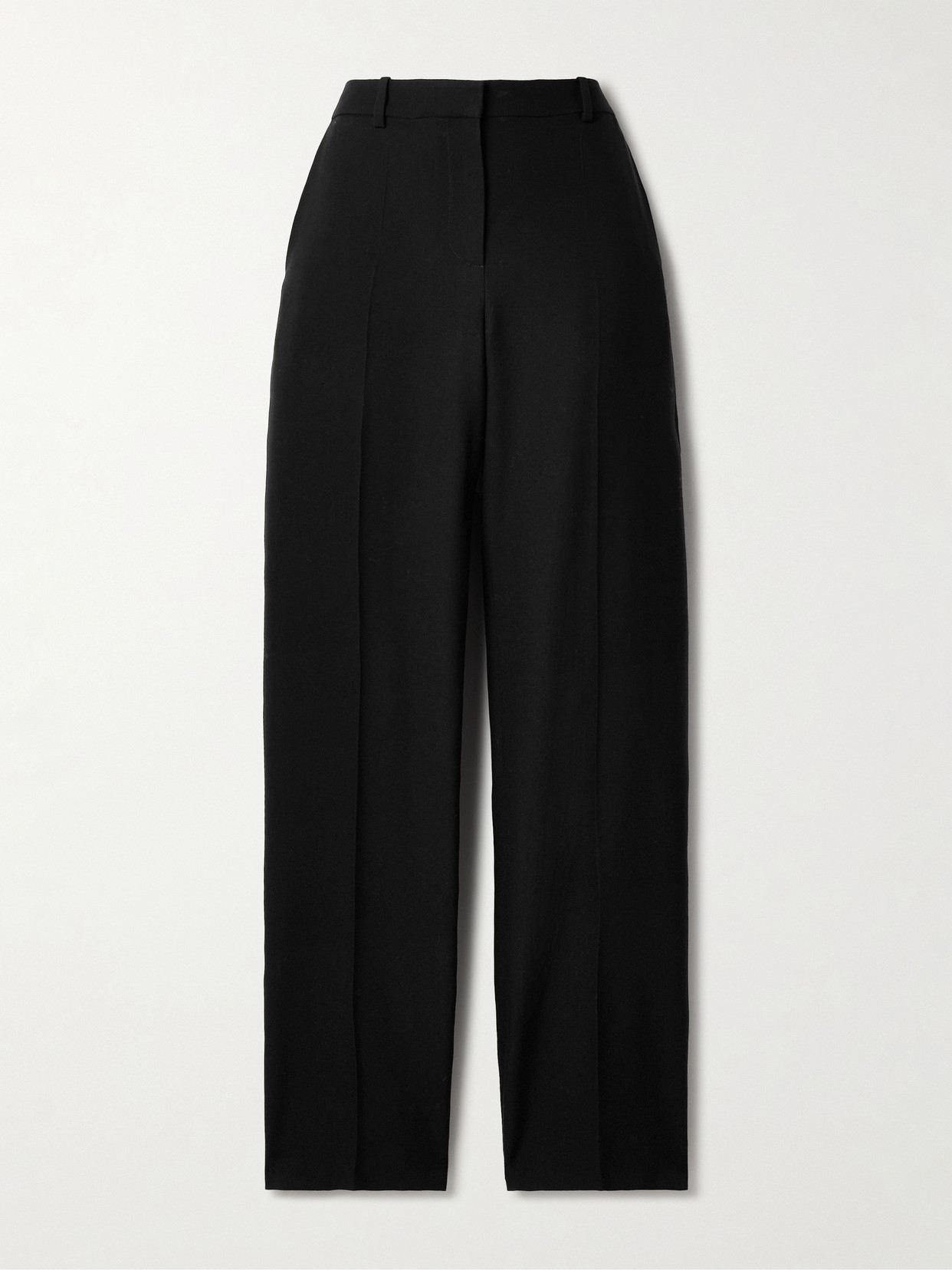 The Row Encore Grain De Poudre Wool Straight-leg Trousers In Black