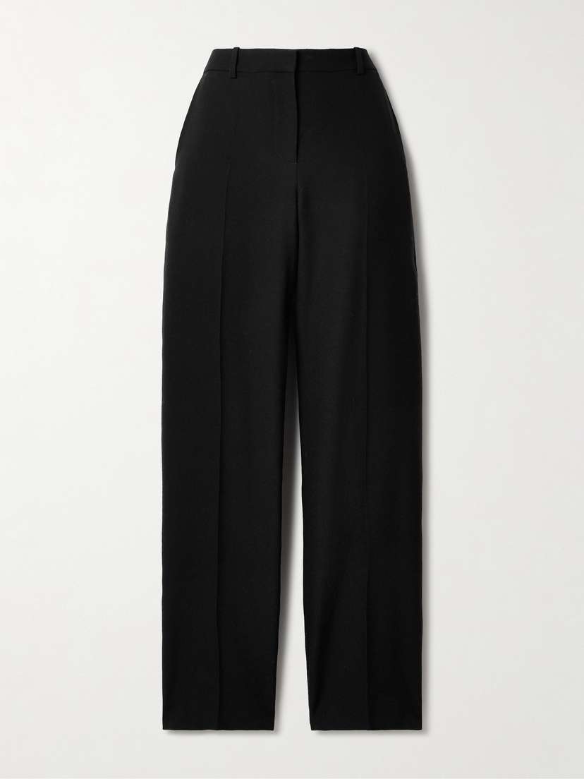 The Row Encore Grain De Poudre Wool Straight-leg Pants