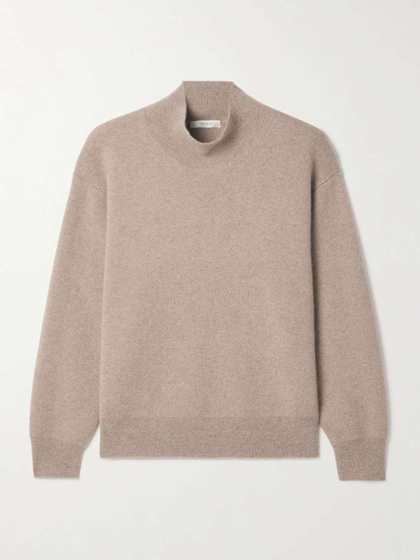 The Row Heta Mélange Cashmere Turtleneck Sweater