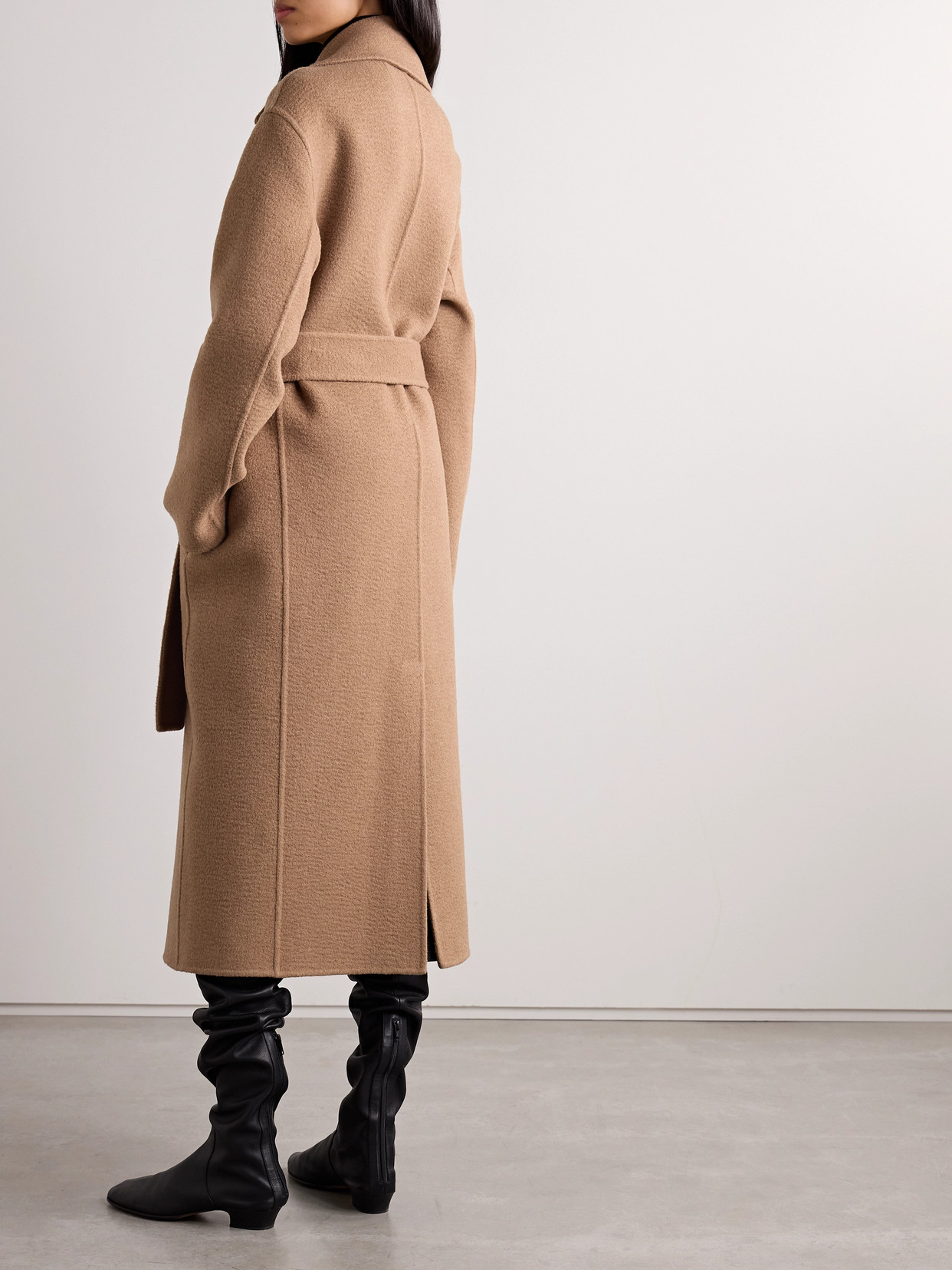 The Row Essentials Malika Belted Camel Hair Coat In Brown