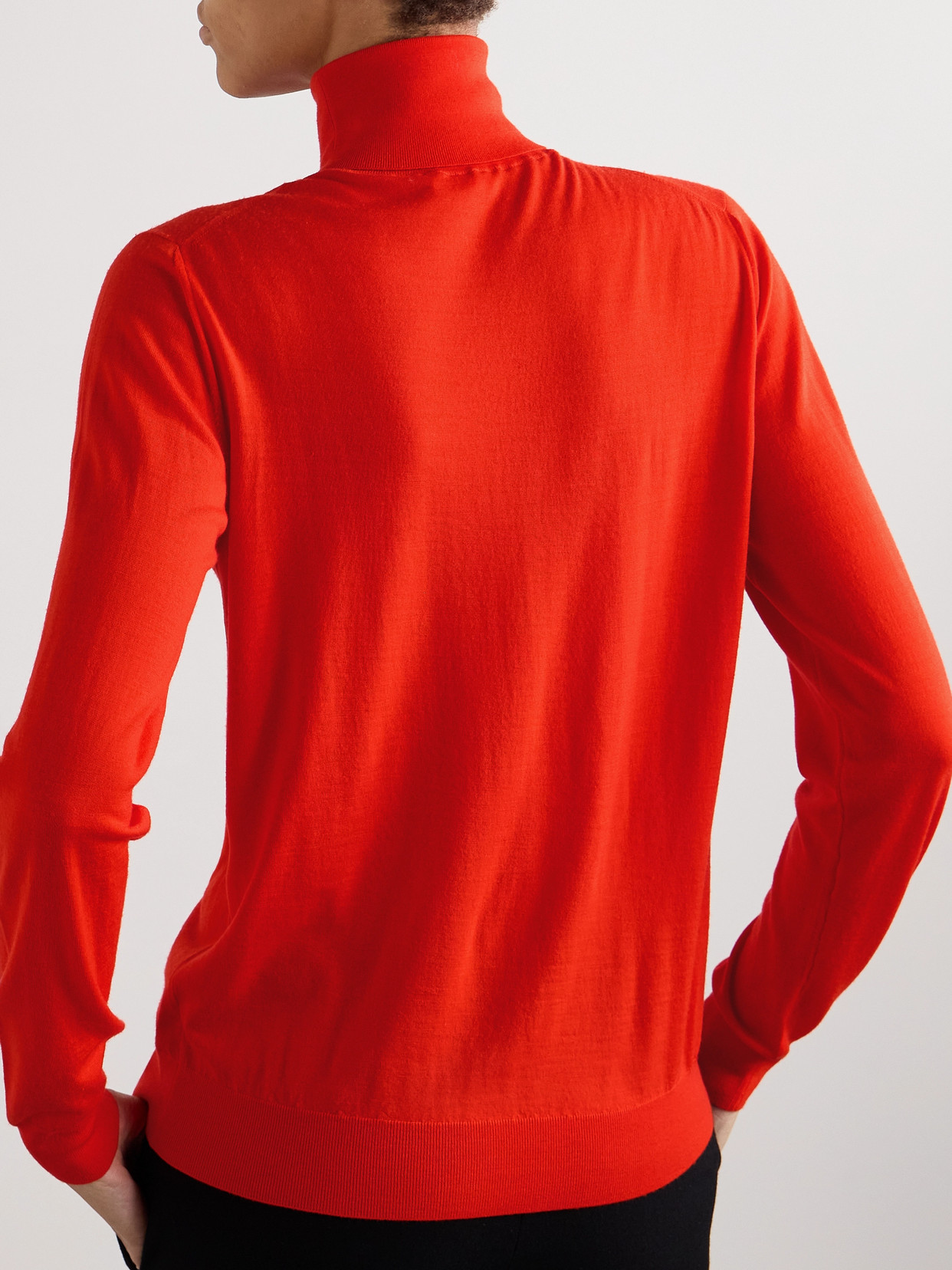 The Row Heva Wool Jersey Turtleneck Sweater In Red