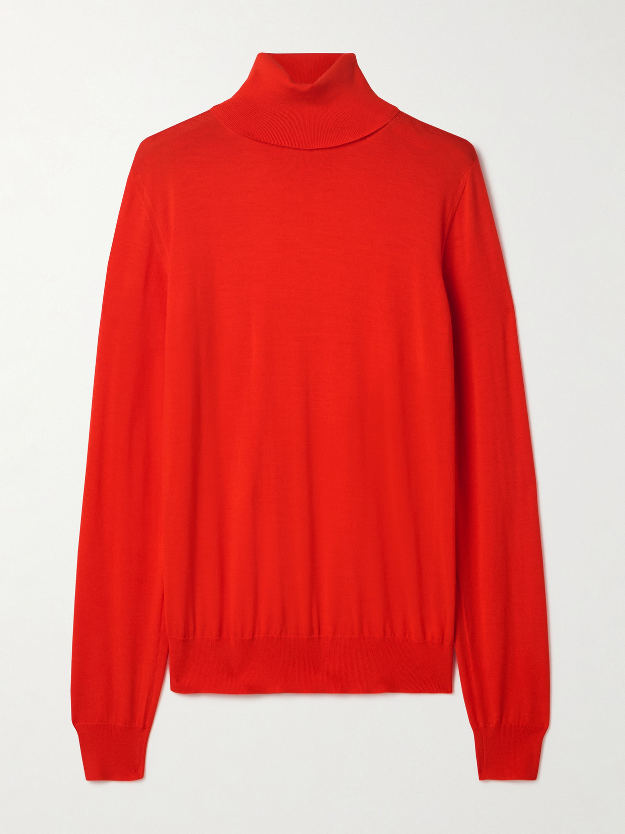 The Row Heva Wool-jersey Turtleneck Sweater In Red