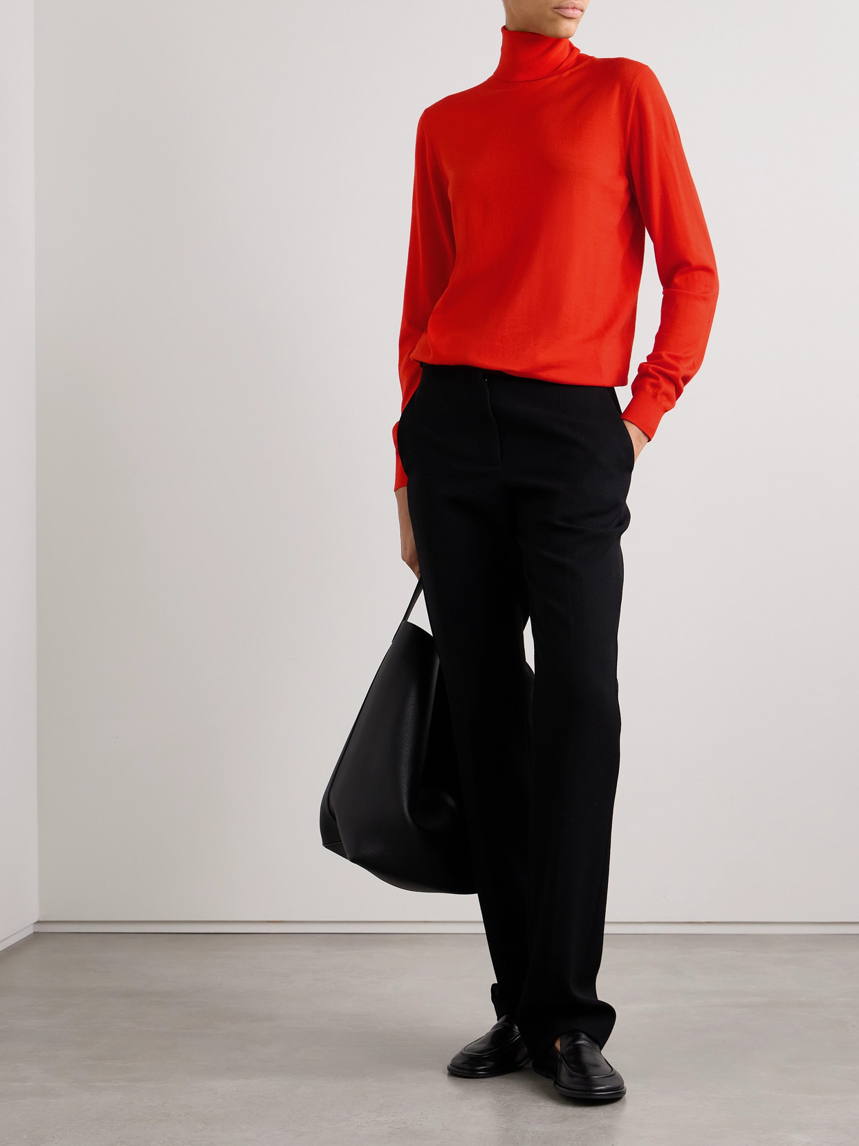 The Row Heva Wool Jersey Turtleneck Sweater In Red