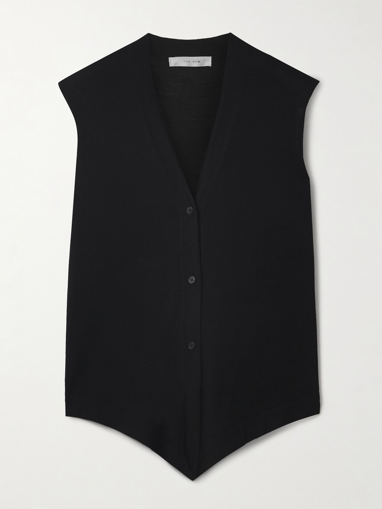 The Row Harrell Wool Knit Vest In Black