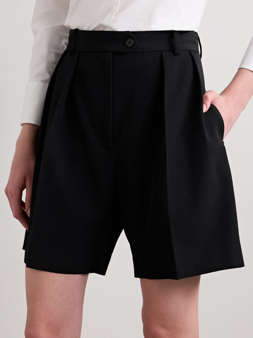 The Row Efron pleated wool-twill shorts