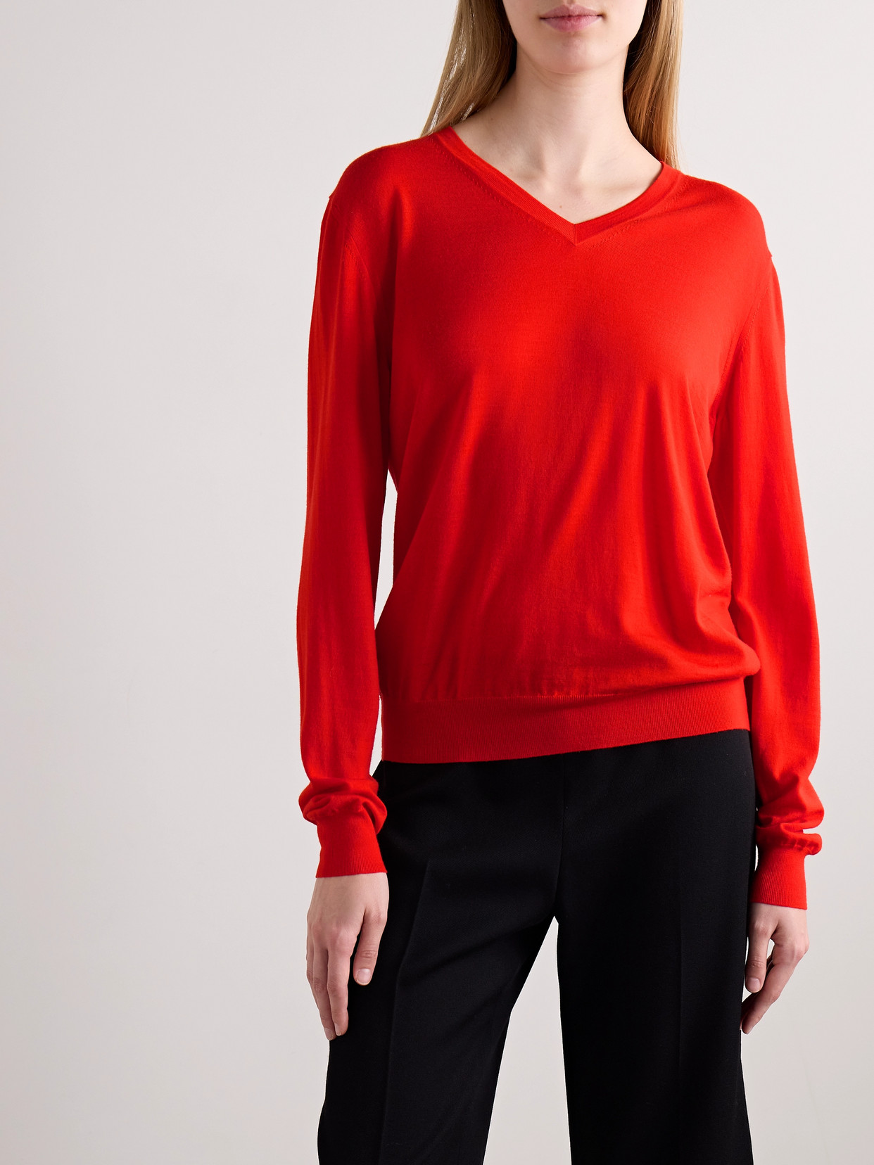 The Row Lightweight Wool Sweater Haius In Red
