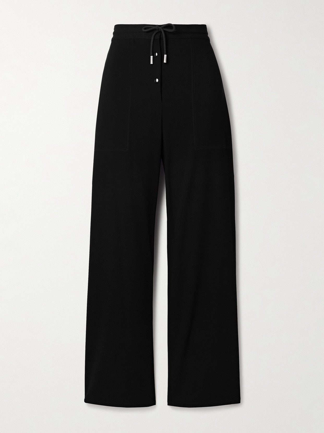 The Row Bonnette Drawstring Wool-blend Straight-leg Pants In Black