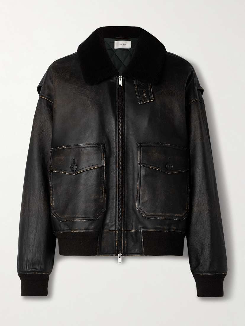 The Row Adonis Shearling-trimmed Distressed Leather Jacket