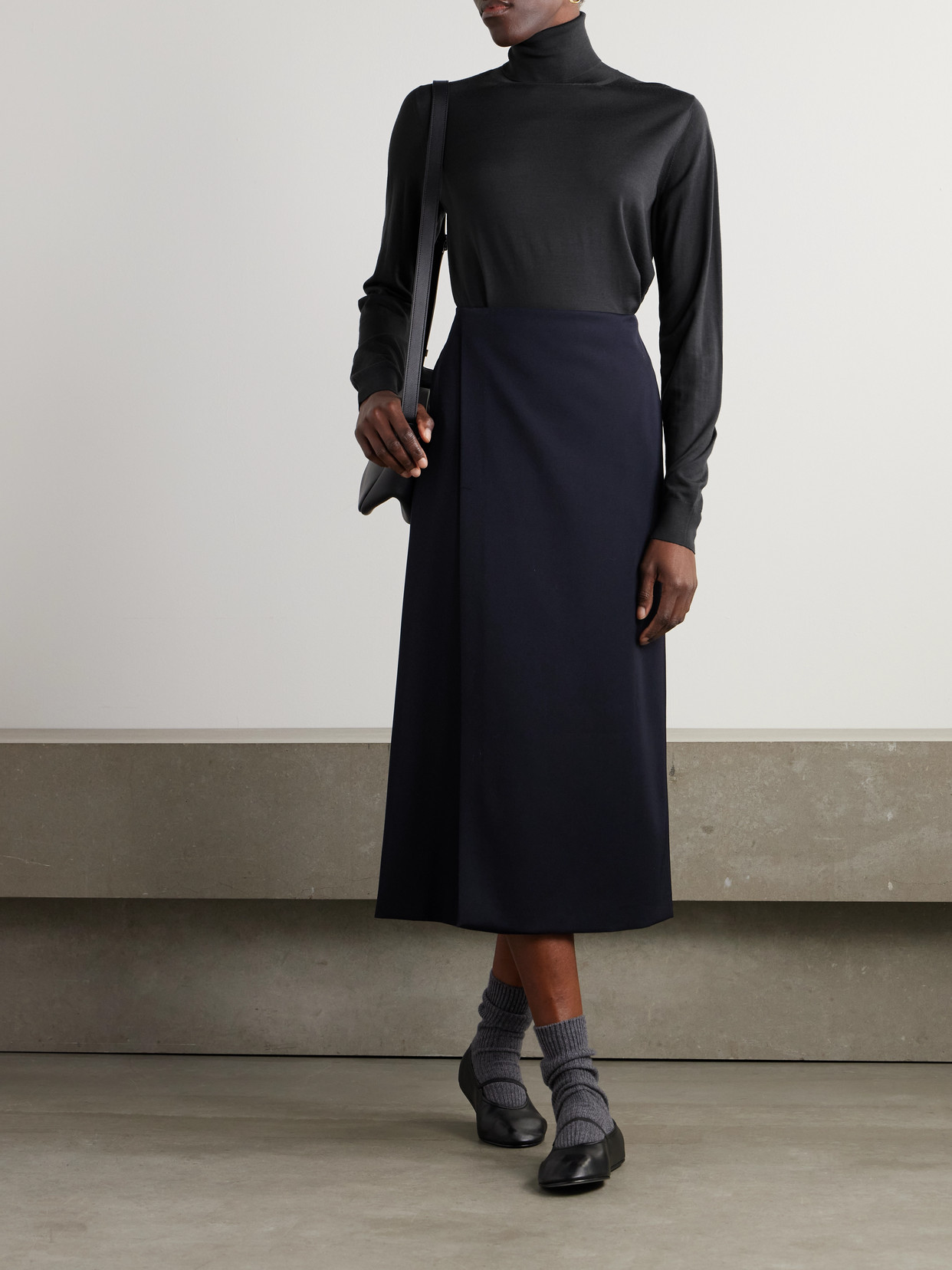 The Row Heva Wool-jersey Turtleneck Sweater In Gray