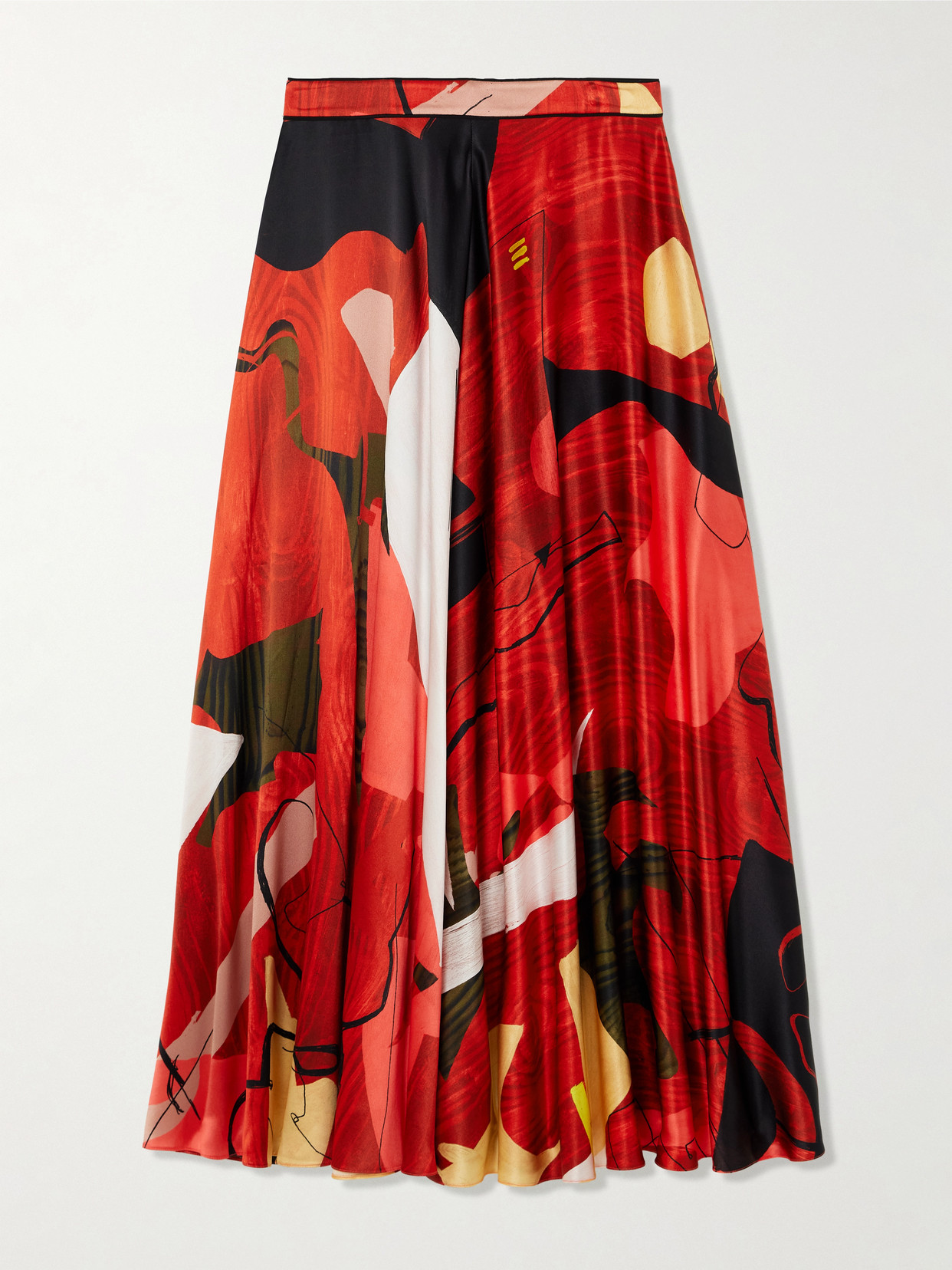 Roksanda - Ameera Printed Satin Midi Skirt - Red