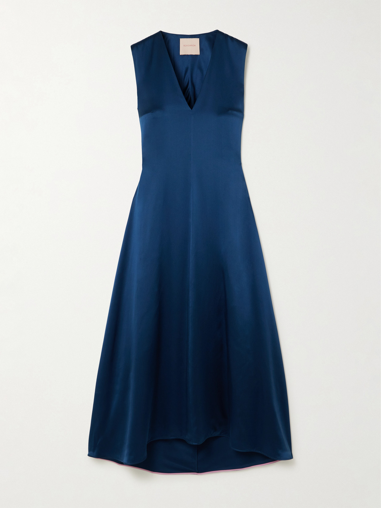 Roksanda Nuria Twisted Silk-satin Midi Dress In Blue