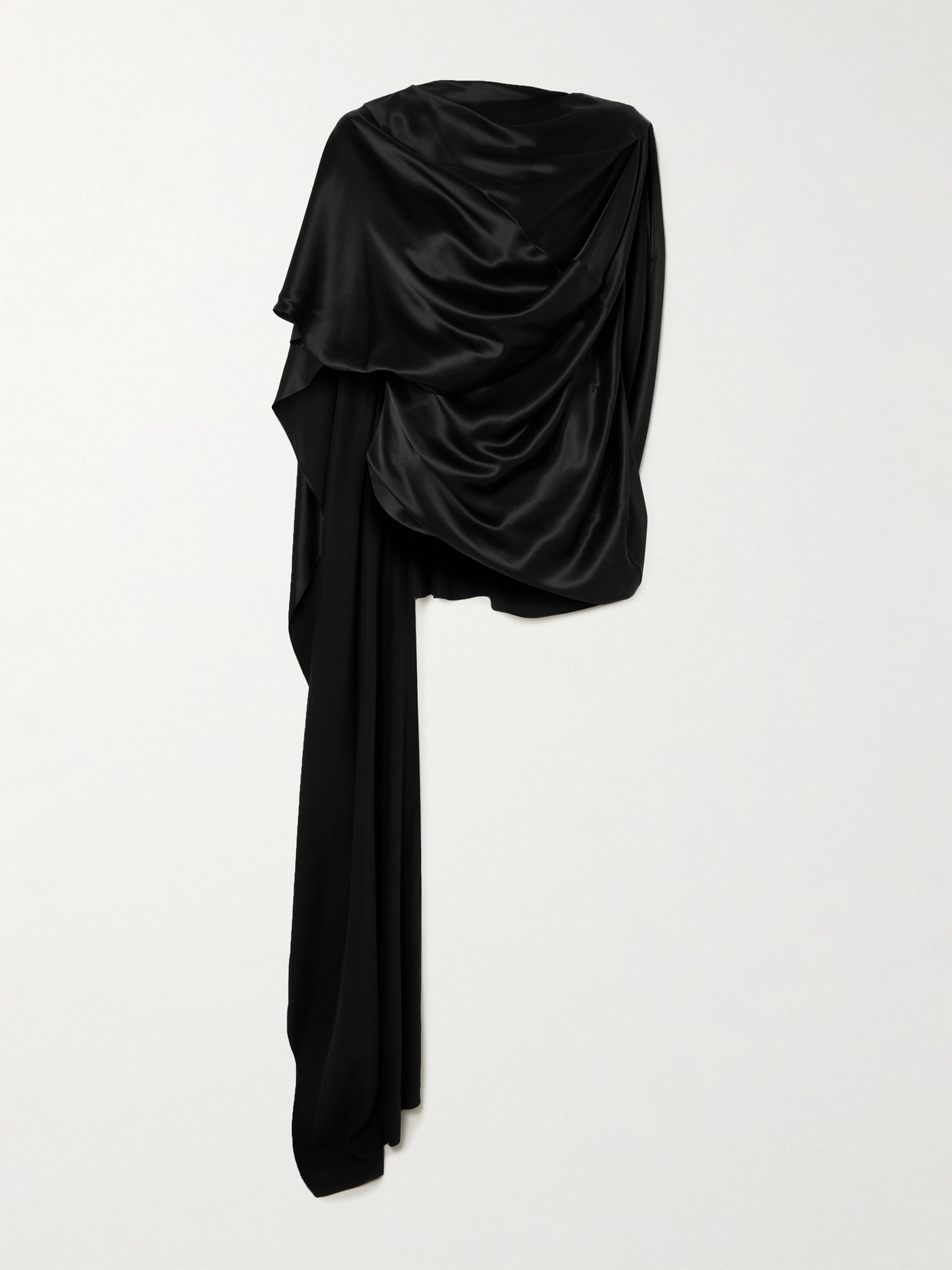 Roksanda Seraphine Asymmetric Cape-effect Draped Silk-satin Top In Black