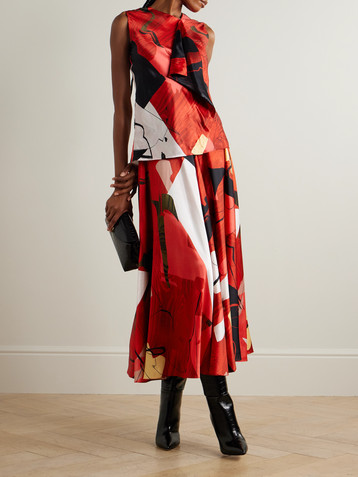 Roksanda Kiara draped printed satin tank