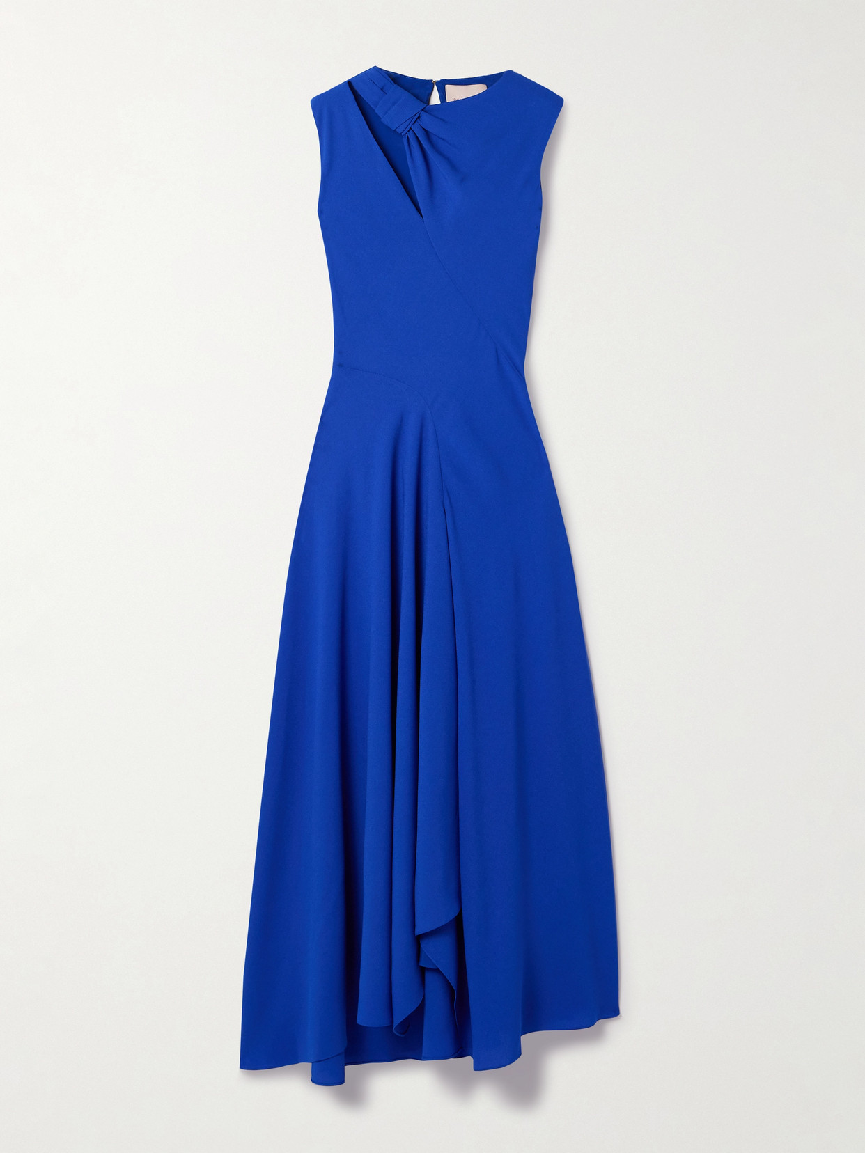 Roksanda Alma Cutout Knotted Draped Crepe Midi Dress In Blue