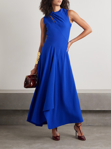 Roksanda Alma cutout knotted draped crepe midi dress