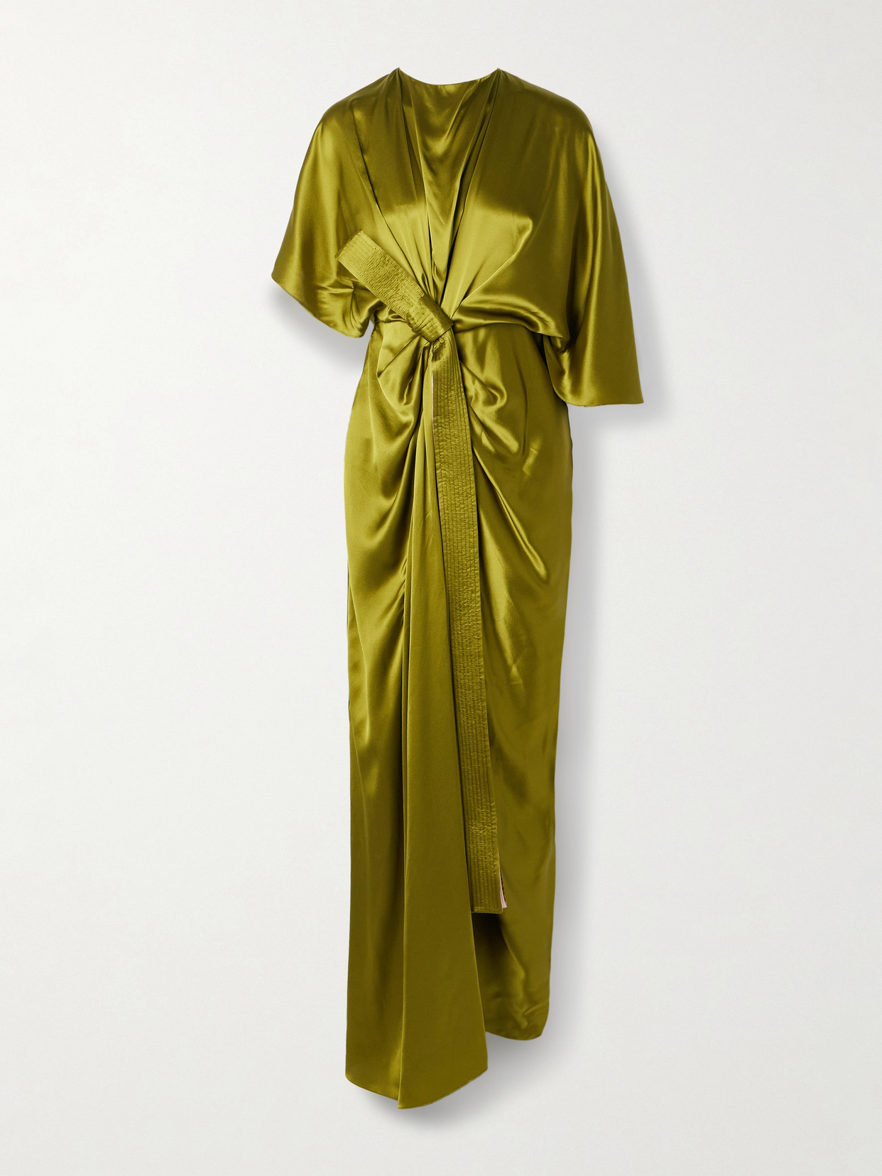 Roksanda - Heirys Belted Gathered Silk-satin Gown - Green
