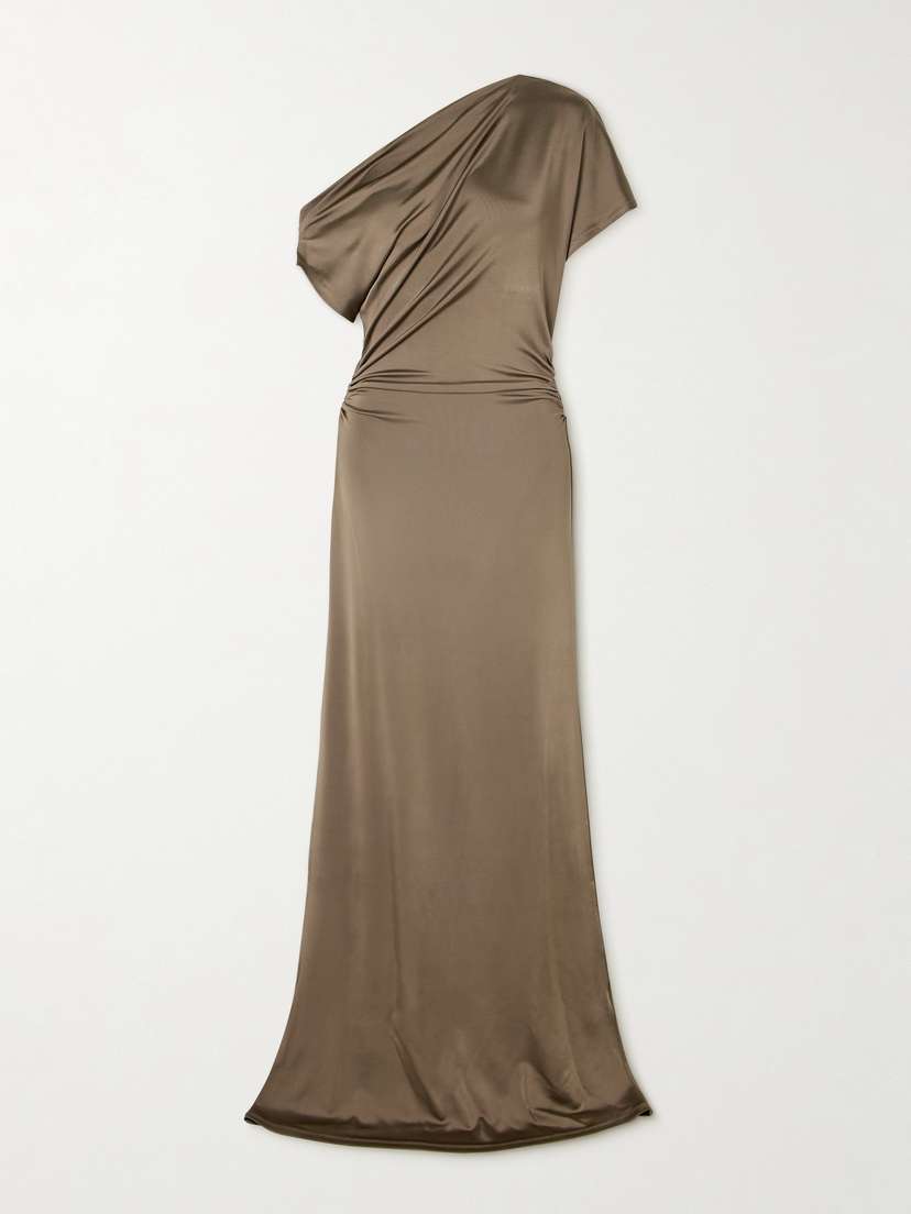 Tove Inez One-shoulder Draped Satin-jersey Maxi Dress