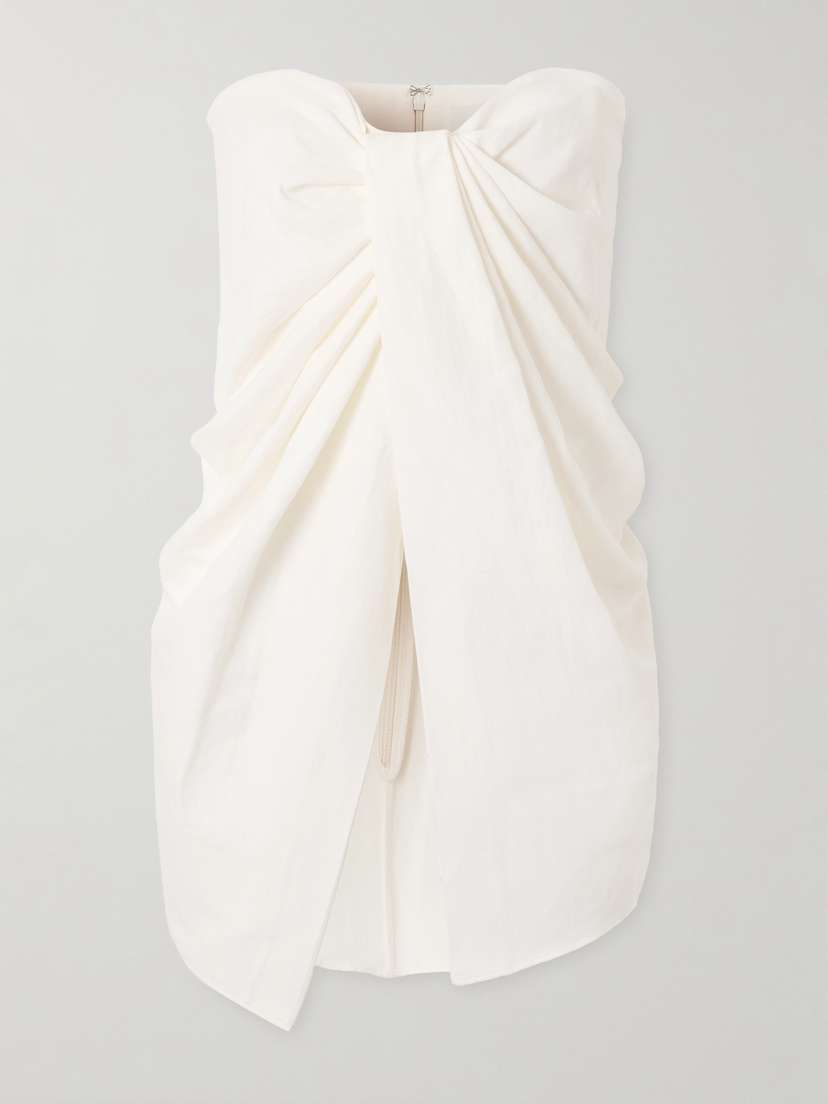 Tove Tuiren Strapless Gathered Stretch Linen And Cotton-blend Tunic