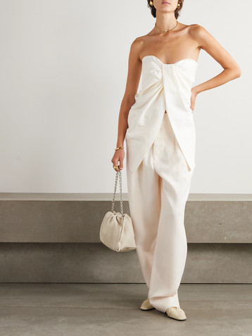 TOVE Tuiren strapless gathered stretch linen and cotton-blend tunic
