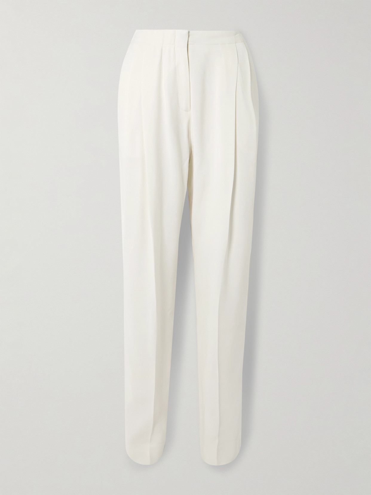 Tove Emery Pleated Crepe Straight-leg Pants In Ivory