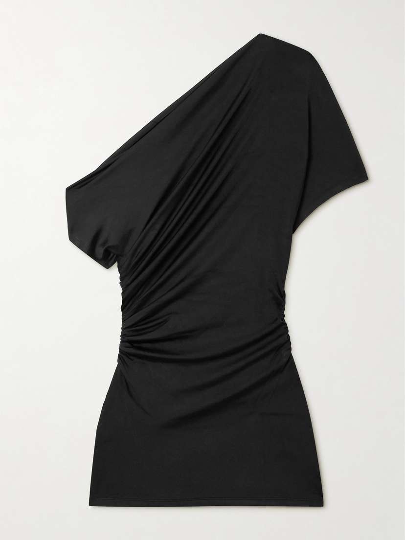 Tove Edel One-shoulder Ruched Stretch-satin Top