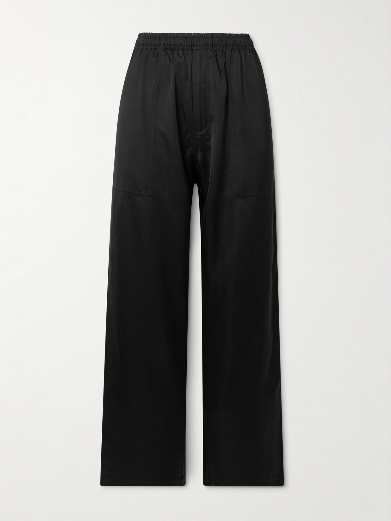 Bode Satin Wide-leg Track Pants In Black