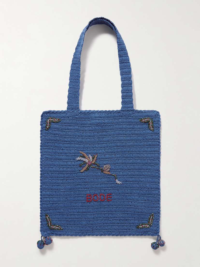 BODE Laurel Bead-embellished Crocheted Cotton Shoulder Bag