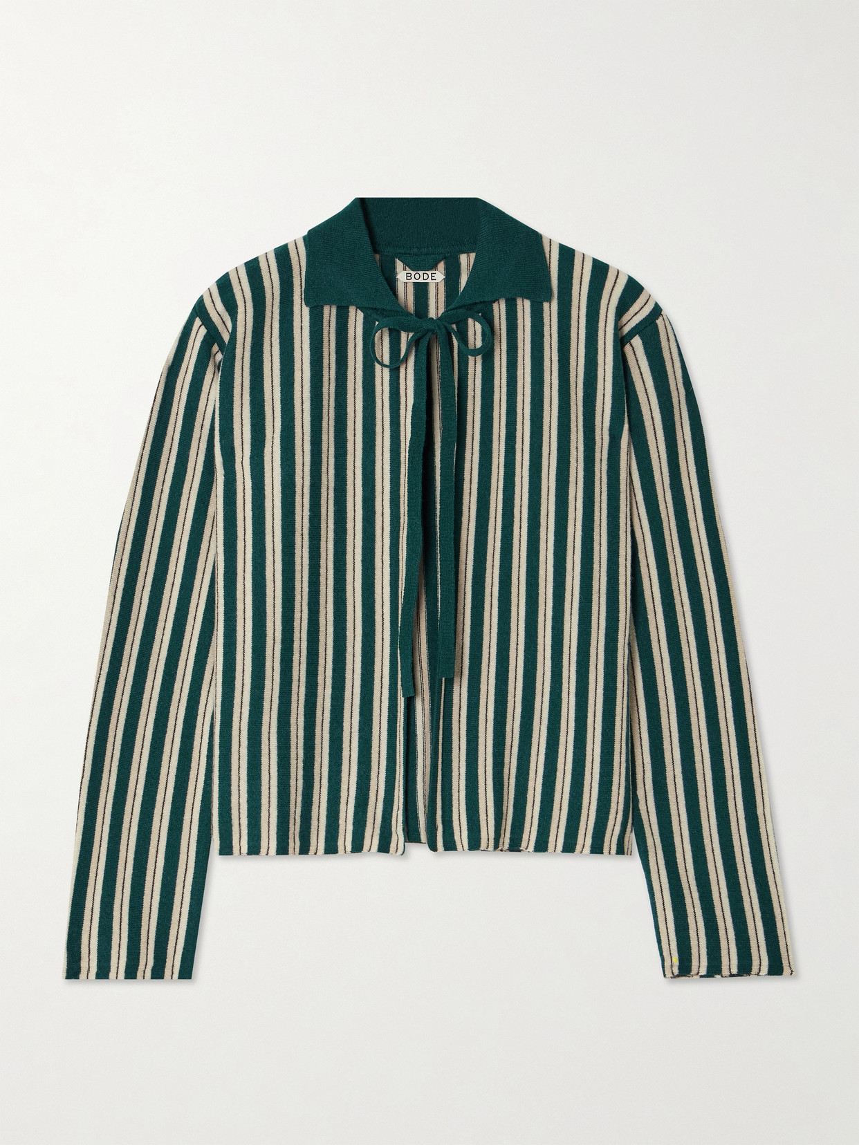 Bode Hogan Striped Wool And Cashmere-blend Cardigan In Green